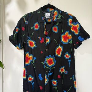 Paul Smith Black Shirt with Vibrant Floral Design